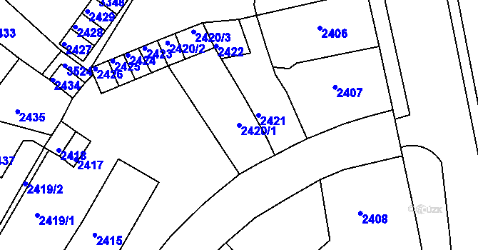 Parcela st. 2420/1 v KÚ Duchcov, Katastrální mapa