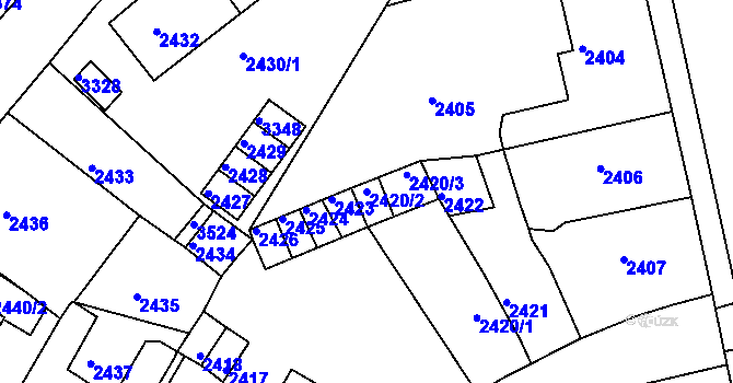 Parcela st. 2420/2 v KÚ Duchcov, Katastrální mapa