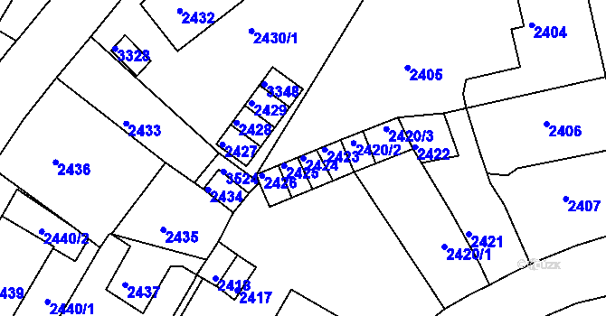 Parcela st. 2424 v KÚ Duchcov, Katastrální mapa