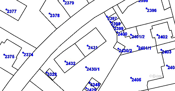 Parcela st. 2431 v KÚ Duchcov, Katastrální mapa