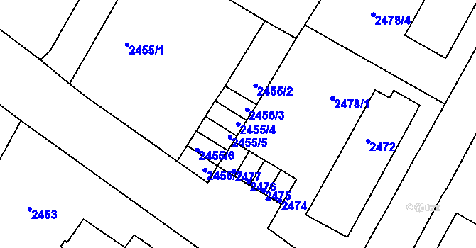 Parcela st. 2455/4 v KÚ Duchcov, Katastrální mapa