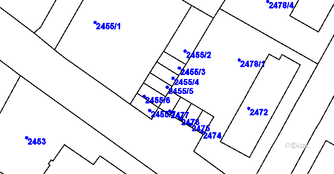 Parcela st. 2455/5 v KÚ Duchcov, Katastrální mapa