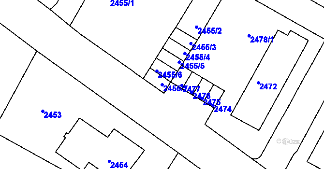 Parcela st. 2455/7 v KÚ Duchcov, Katastrální mapa