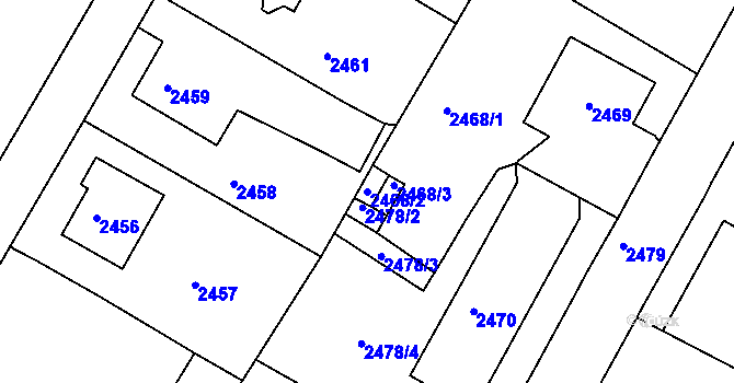 Parcela st. 2468/2 v KÚ Duchcov, Katastrální mapa