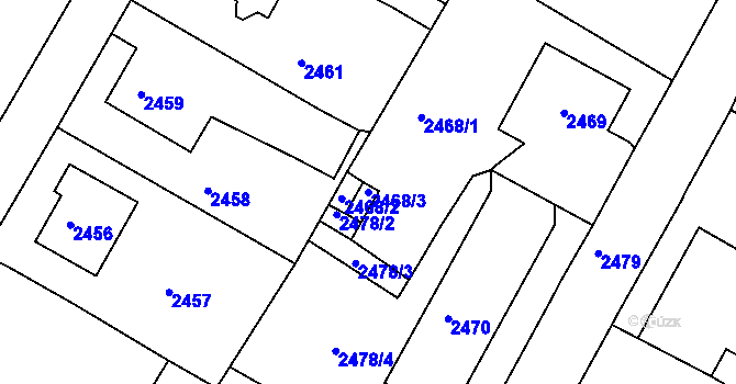 Parcela st. 2468/3 v KÚ Duchcov, Katastrální mapa