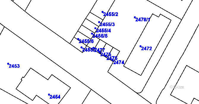 Parcela st. 2476 v KÚ Duchcov, Katastrální mapa