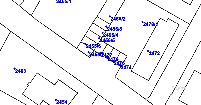 Parcela st. 2477 v KÚ Duchcov, Katastrální mapa