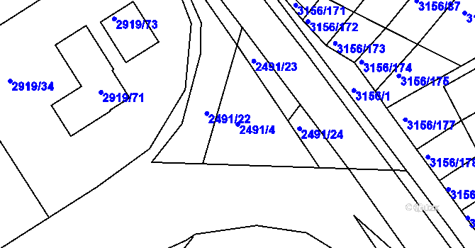 Parcela st. 2491/4 v KÚ Duchcov, Katastrální mapa