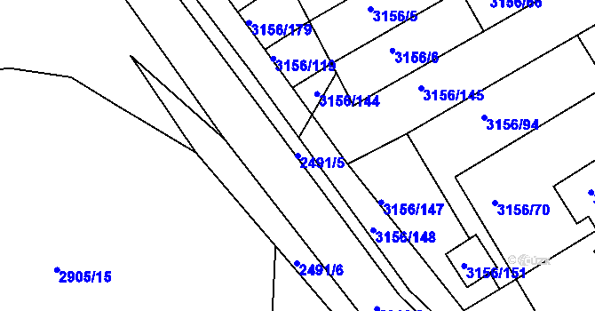 Parcela st. 2491/5 v KÚ Duchcov, Katastrální mapa