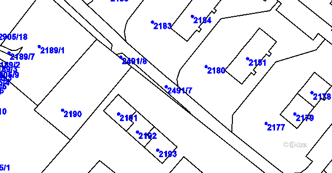 Parcela st. 2491/7 v KÚ Duchcov, Katastrální mapa
