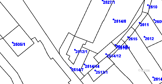 Parcela st. 2512/2 v KÚ Duchcov, Katastrální mapa