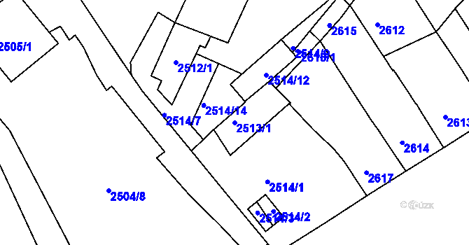 Parcela st. 2513/1 v KÚ Duchcov, Katastrální mapa