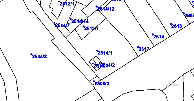 Parcela st. 2514/1 v KÚ Duchcov, Katastrální mapa