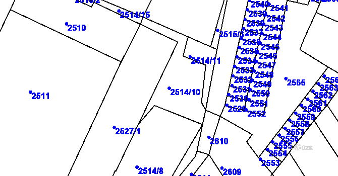 Parcela st. 2514/10 v KÚ Duchcov, Katastrální mapa