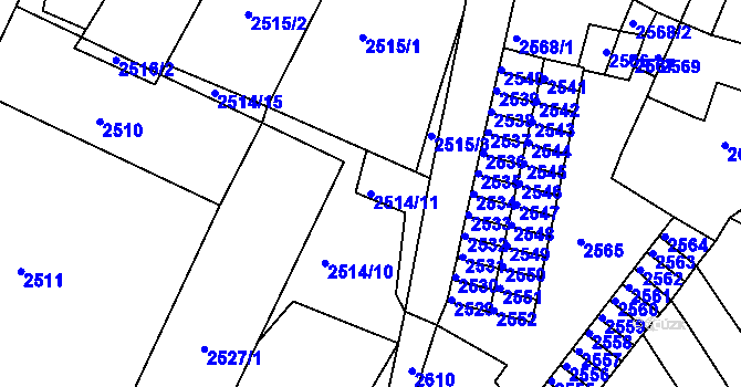 Parcela st. 2514/11 v KÚ Duchcov, Katastrální mapa