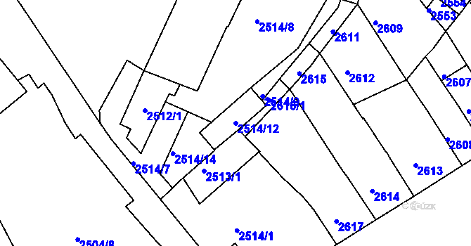 Parcela st. 2514/12 v KÚ Duchcov, Katastrální mapa