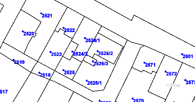 Parcela st. 2526/2 v KÚ Duchcov, Katastrální mapa