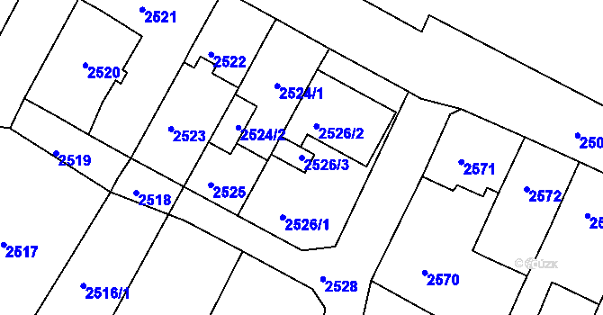 Parcela st. 2526/3 v KÚ Duchcov, Katastrální mapa