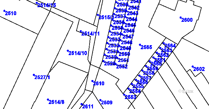 Parcela st. 2530 v KÚ Duchcov, Katastrální mapa