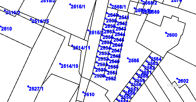 Parcela st. 2533 v KÚ Duchcov, Katastrální mapa