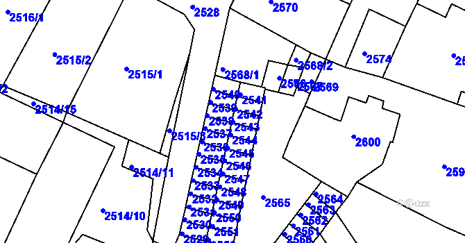 Parcela st. 2543 v KÚ Duchcov, Katastrální mapa