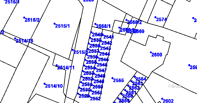 Parcela st. 2544 v KÚ Duchcov, Katastrální mapa