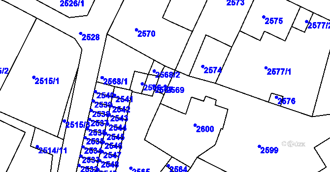 Parcela st. 2569 v KÚ Duchcov, Katastrální mapa
