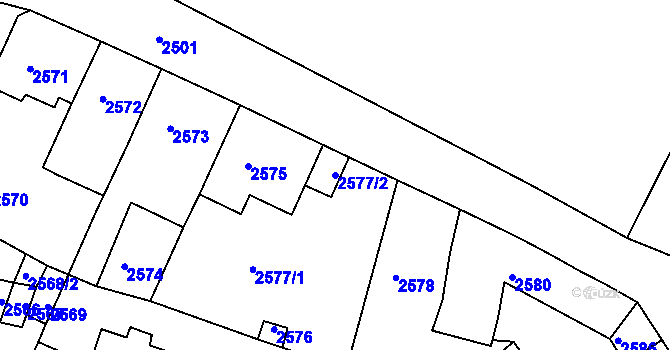 Parcela st. 2577/2 v KÚ Duchcov, Katastrální mapa