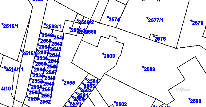 Parcela st. 2600 v KÚ Duchcov, Katastrální mapa