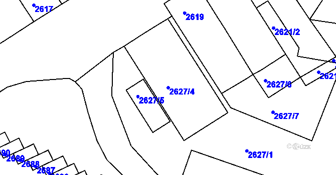 Parcela st. 2627/4 v KÚ Duchcov, Katastrální mapa