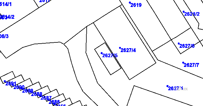 Parcela st. 2627/5 v KÚ Duchcov, Katastrální mapa
