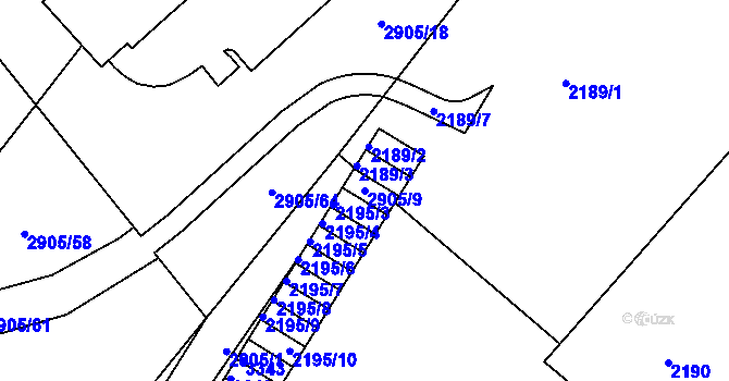Parcela st. 2905/9 v KÚ Duchcov, Katastrální mapa