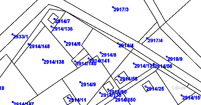 Parcela st. 2914/8 v KÚ Duchcov, Katastrální mapa
