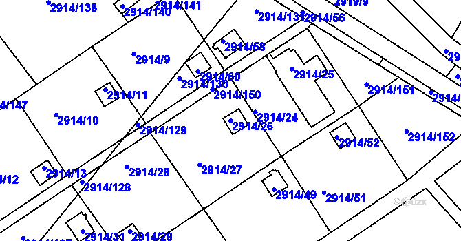 Parcela st. 2914/26 v KÚ Duchcov, Katastrální mapa