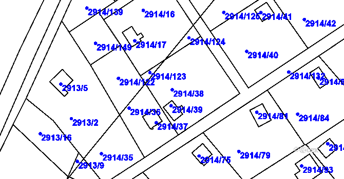 Parcela st. 2914/38 v KÚ Duchcov, Katastrální mapa
