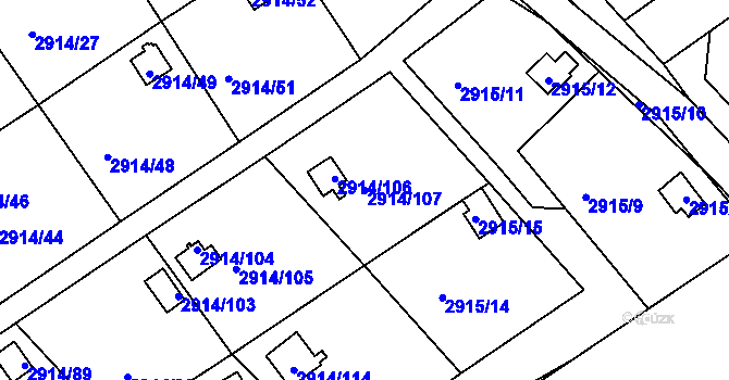 Parcela st. 2914/107 v KÚ Duchcov, Katastrální mapa