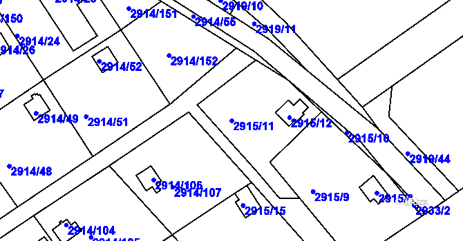 Parcela st. 2915/11 v KÚ Duchcov, Katastrální mapa