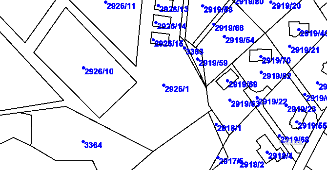 Parcela st. 2926/1 v KÚ Duchcov, Katastrální mapa
