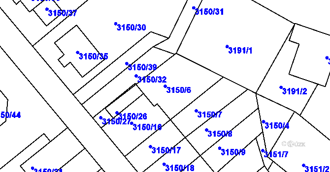 Parcela st. 3150/6 v KÚ Duchcov, Katastrální mapa