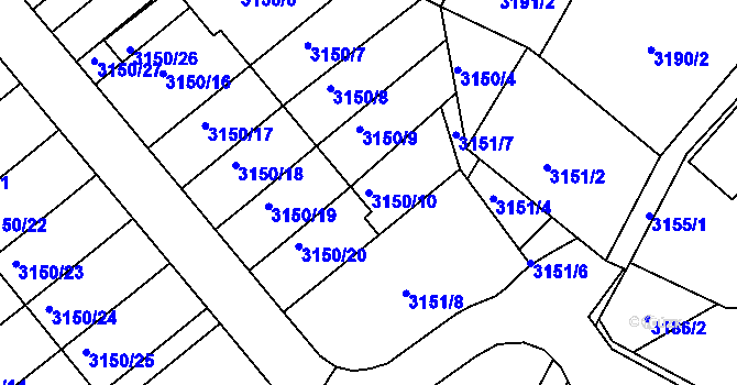 Parcela st. 3150/10 v KÚ Duchcov, Katastrální mapa