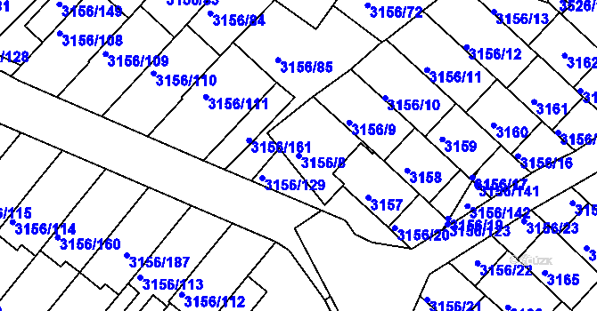 Parcela st. 3156/8 v KÚ Duchcov, Katastrální mapa