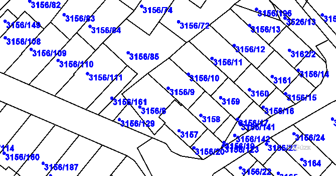 Parcela st. 3156/9 v KÚ Duchcov, Katastrální mapa