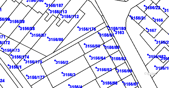 Parcela st. 3156/60 v KÚ Duchcov, Katastrální mapa
