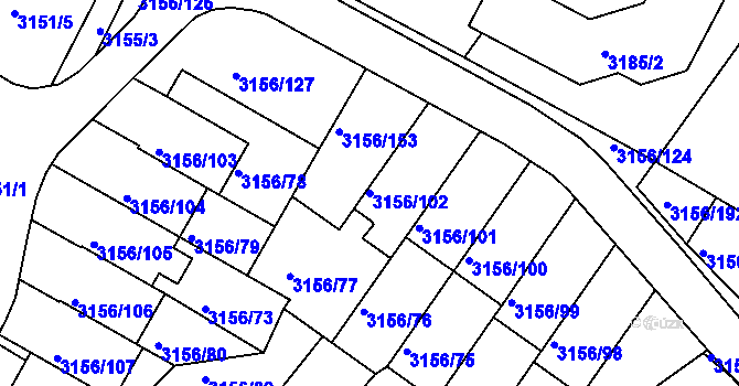 Parcela st. 3156/102 v KÚ Duchcov, Katastrální mapa