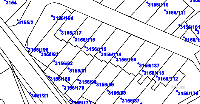 Parcela st. 3156/114 v KÚ Duchcov, Katastrální mapa