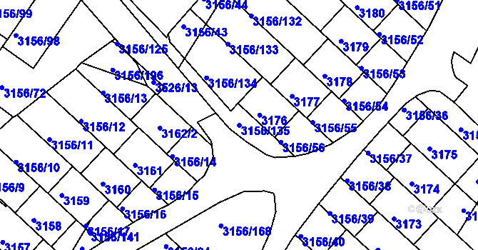 Parcela st. 3156/135 v KÚ Duchcov, Katastrální mapa