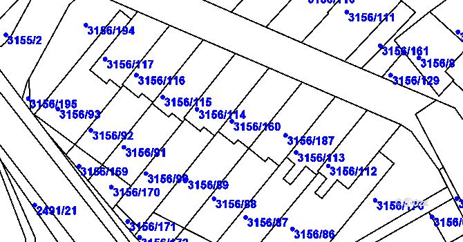 Parcela st. 3156/160 v KÚ Duchcov, Katastrální mapa