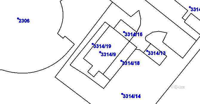 Parcela st. 3314/9 v KÚ Duchcov, Katastrální mapa