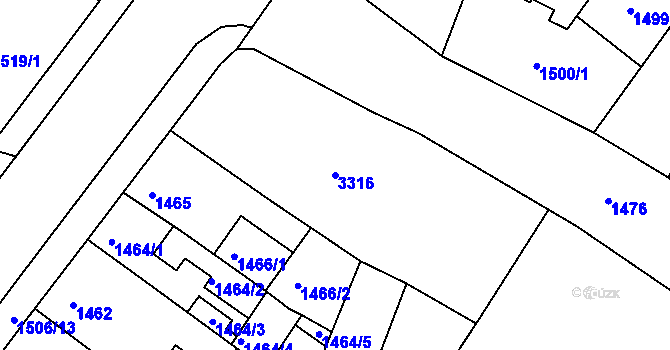 Parcela st. 3316 v KÚ Duchcov, Katastrální mapa