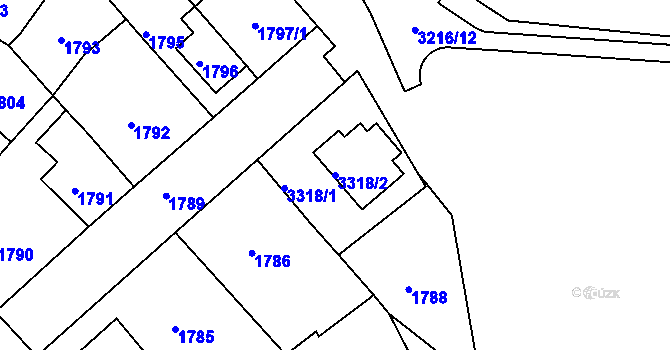 Parcela st. 3318/2 v KÚ Duchcov, Katastrální mapa